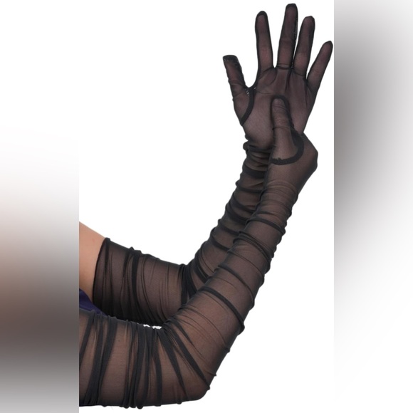 Elegant Long Black Sheer Gloves | Brand New - Picture 7 of 14